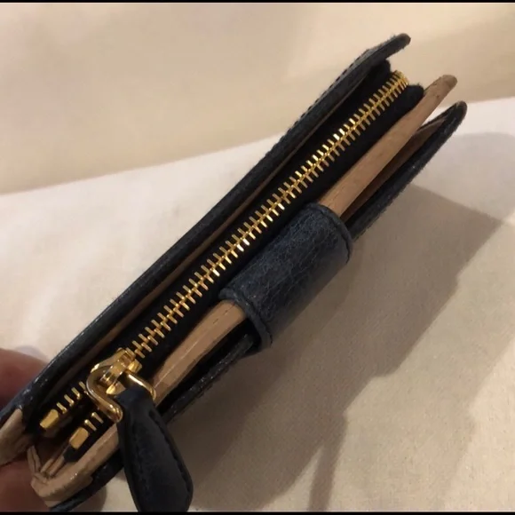 🦋Prada Milano Small Marbled Blue Leather classic fold over card holder wallet - Picture 5 of 11